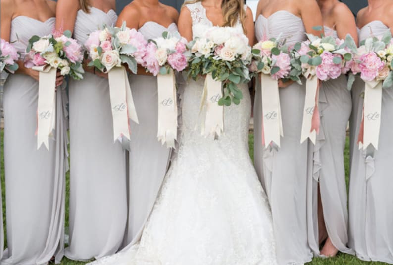 custom monogrammed bouquet ribbon 3 wide grosgrain image 0