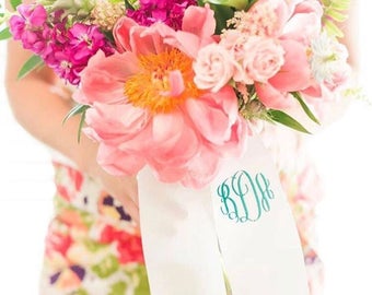 custom monogrammed bouquet ribbon (3" wide grosgrain), bridal bouquet, bridesmaid bouquet
