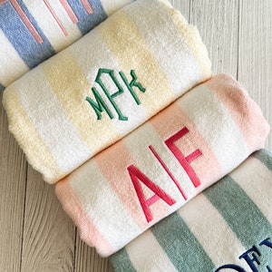 Embroidered Cabana Stripe Towels | 30x70" | Bachelorette Gift | New Home Gift | Custom Towel | Personalized Beach Towel | Monogrammed Gift