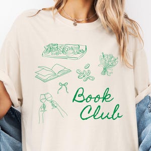 Koszulka Book Club, Comfort Colors, Uroczy prezent dla czytelnika, Koszulka Book Lover, Zielona estetyczna koszulka do czytania, Przytulna koszulka klubowa