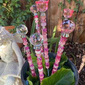 Breast Cancer 13” Plant Stick - buy 2 and get a 3rd free/details in the description