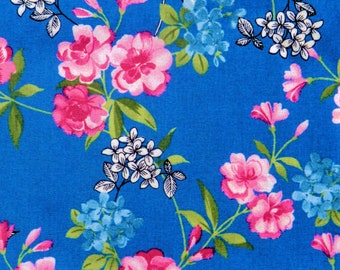 Coupon Tissu Fleuri Anglais - 43 X 120 Cm, Coton, Rose, Neuf à Rafraîchir