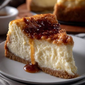 Crème Brûlée Cheesecake Recipe: Caramel Drizzle (Printable PDF)