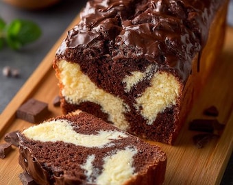 EASY RECIPE For Marble Cake : Swirled Vanilla Chocolate Glaze (Printable PDF)