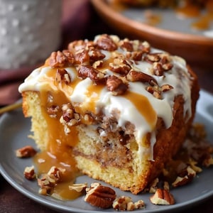 Cinnamon Roll Cake Recipe: Cream Cheese Frosting & Caramel Pecan (PDF Download)