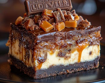 EASY RECIPE For Chocolate Caramel Cheesecake Bars (PDF Download)