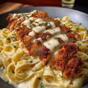 BEST RECIPE For Crispy Chicken Alfredo with Fettuccine (Printable PDF)