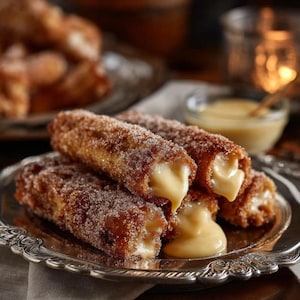 Cream-Filled Churro Rolls Recipe: Cinnamon Sugar Dessert (PDF Download)