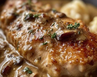 EASY RECIPE For Creamy Mushroom Chicken : Fast Skillet Dinner (PDF Download)