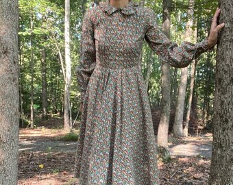1970s Laura Ashley Cotton Flannel Prarie Dress