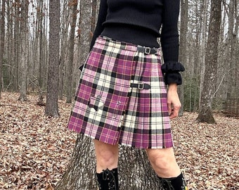 Upcycled 1990s Selfridges Wool Plaid Skirt