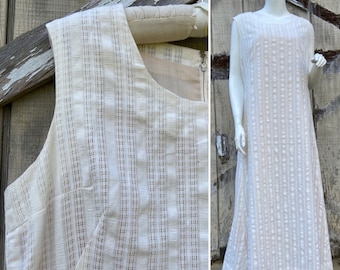 1970s Leno Weave Dress XL
