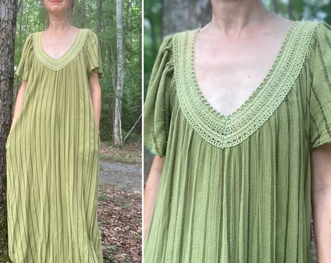 Early 2000s Olive Green Gauze Dress Etsy