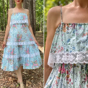 1980s Cotton Floral Print Dress image 1