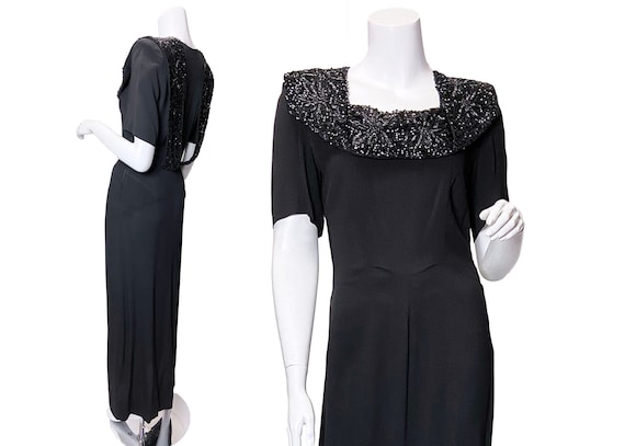 1940s Sequined Rayon Dress