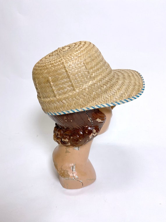 1950s to 60s Straw Cap with Striped Trim - image 8