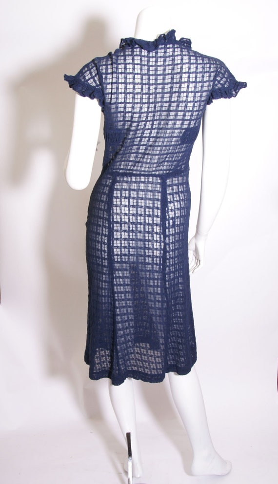 Late 1930s to early 40s Navy Blue Windowpane Plai… - image 6