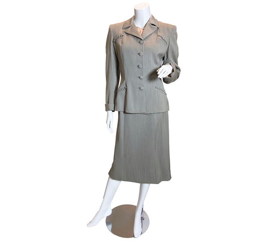 1940s Grey Wool Gabardine Suit