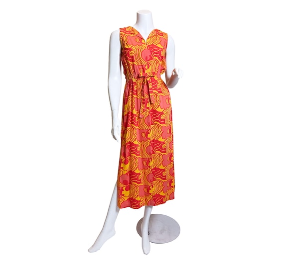 1960s Tropical Op Art Print Dress - image 5