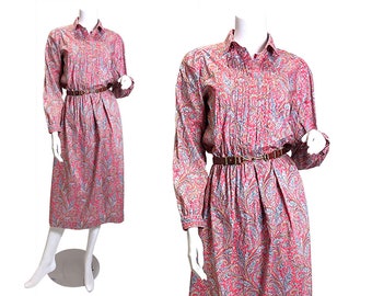 1980s Liberty Paisley Print Dress Thomas and Jonathan of Canterbury