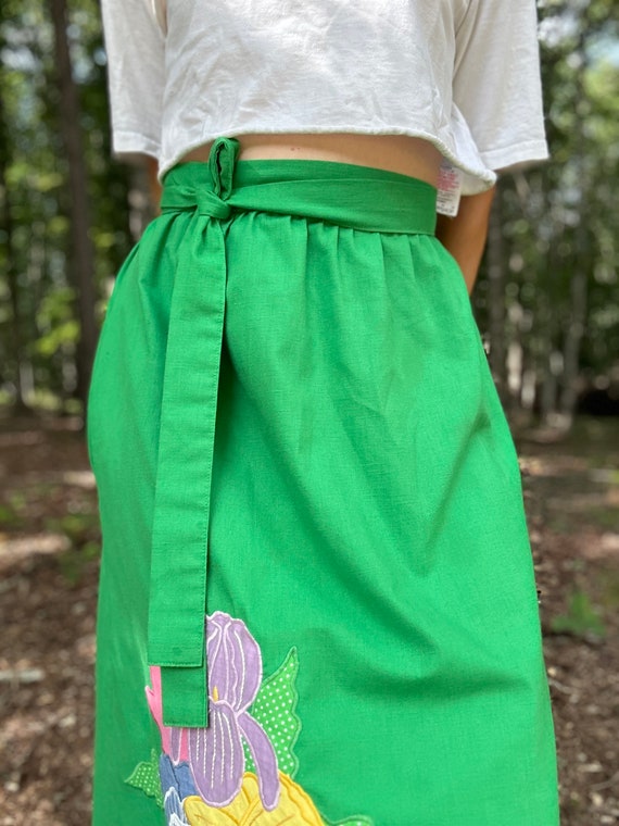 70’s Green Cotton Wrap Skirt by Point of View