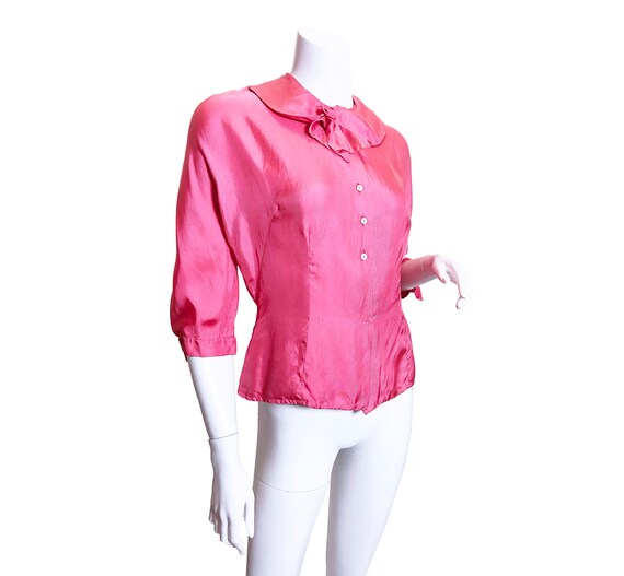 1950s Pink Silk Blouse