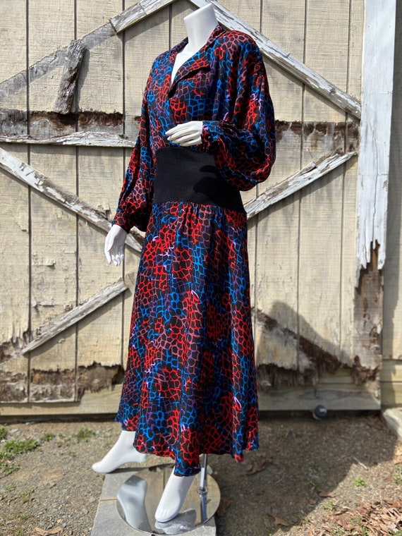 1980s Frank Masandrea Silk Leopard Print Dress - image 2
