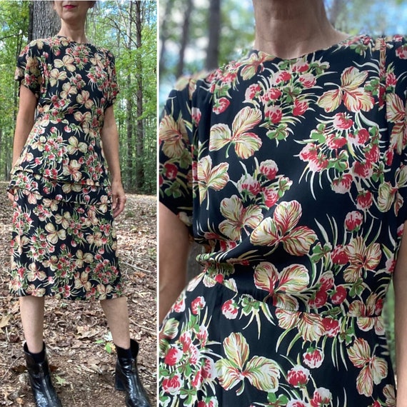 1940s Cold Rayon Floral
