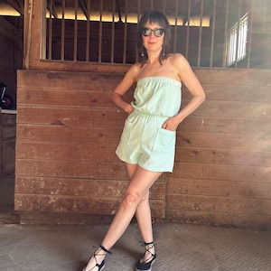 1980s Terry Aqua Blue Romper