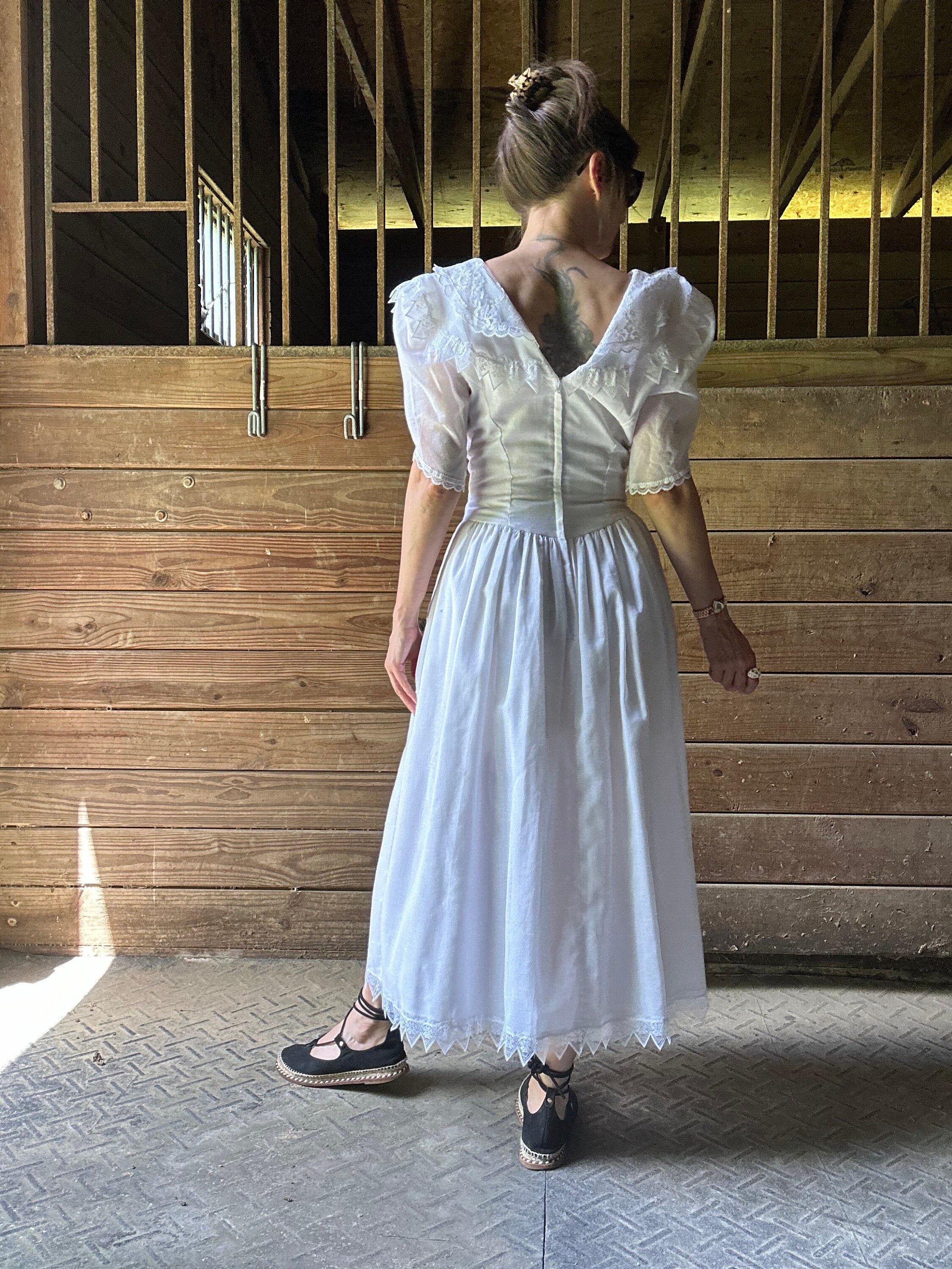 1990s Jessica Mclintock Gunne Sax White Dress - Etsy