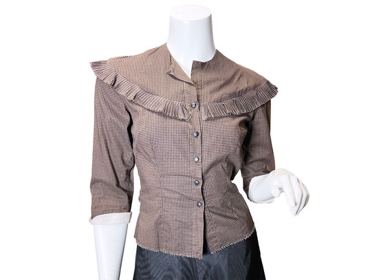 1950s Nardis of Dallas Gingham Pleated Yoke top