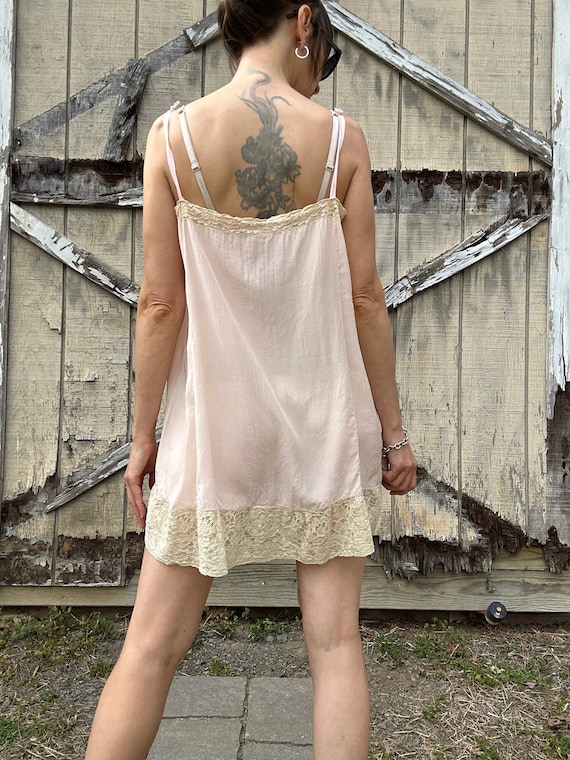 1930s Pink Silk Step in Chemise Teddy, Medium - image 2