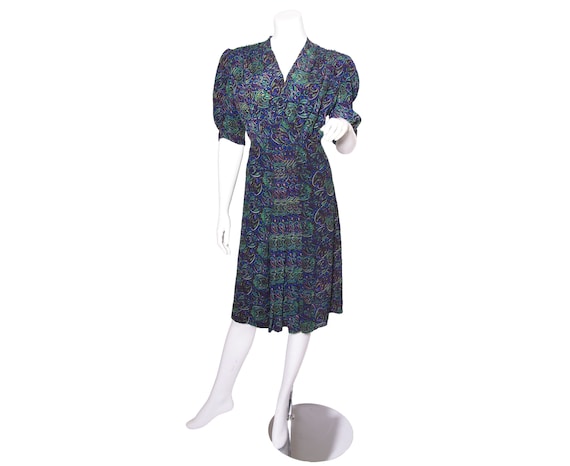 1940s Silk Paisley Dress - image 1