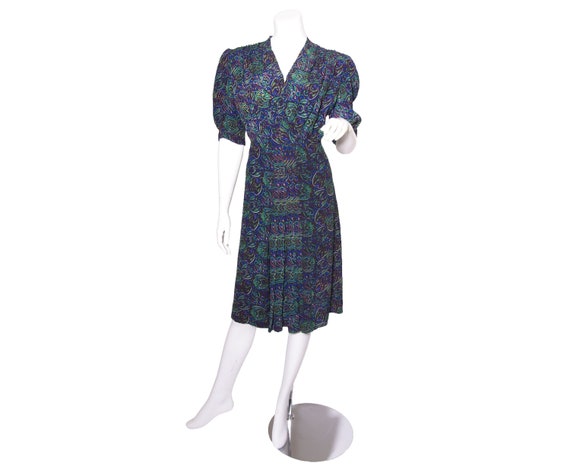 1940s Silk Paisley Dress