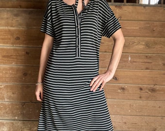 1990s Karl Lagerfeld Striped Jersey Knit Dress