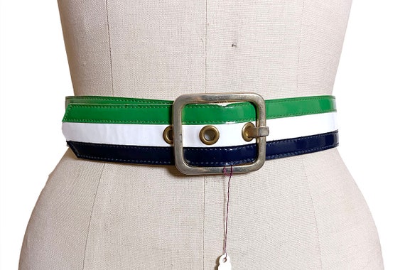 1960s Striped Patent Vinyl Belt - image 1