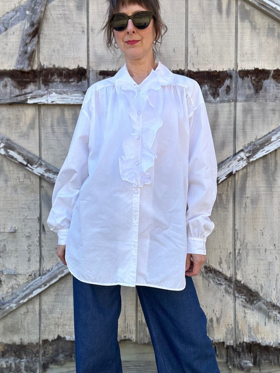 1990s Ralph Lauren Country White Cotton Ruffle Poe