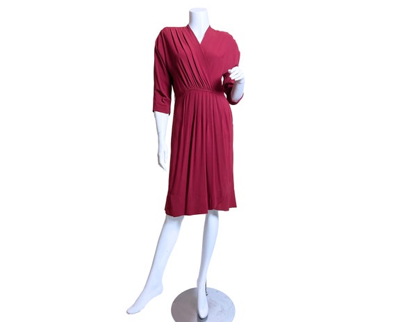 1940s Red Rayon Crepe Dress