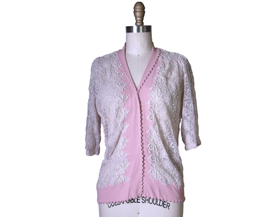 1940s Net Lace and Rayon Blouse or Jacket