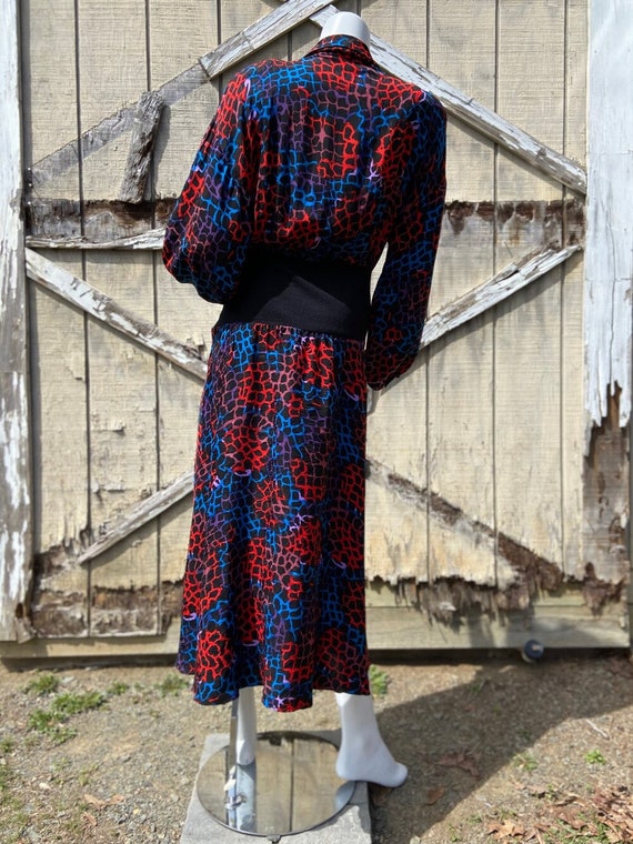 1980s Frank Masandrea Silk Leopard Print Dress - image 3