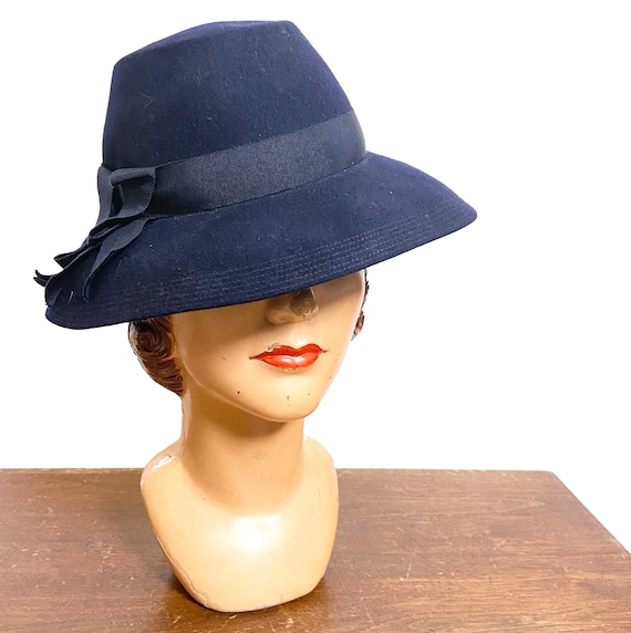 1940s Navy Blue Fedora