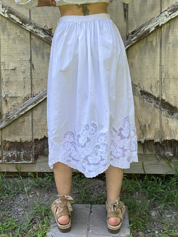 1980s White Cotton Skirt Set, Small - image 6