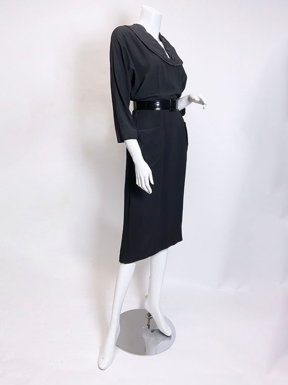 1950's Black Rayon Adair Fashions Rayon Dress Wit… - image 6