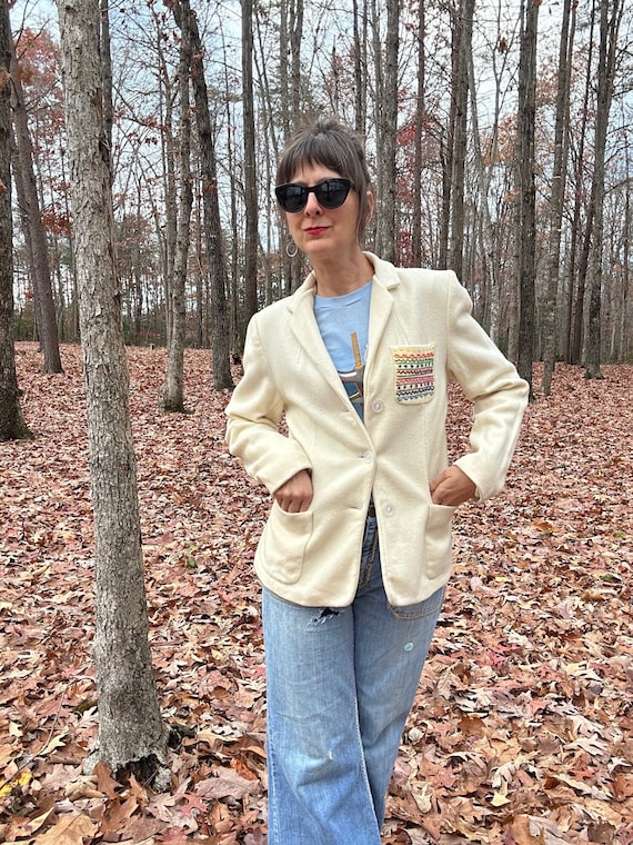 1950s to 60s Embroidered Wool Shirt Jacket