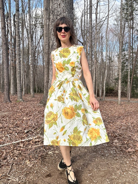 1950s to 60s Floral Print Dress