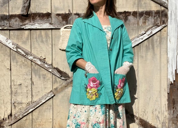 1950s Floral Smock Jacket - image 1