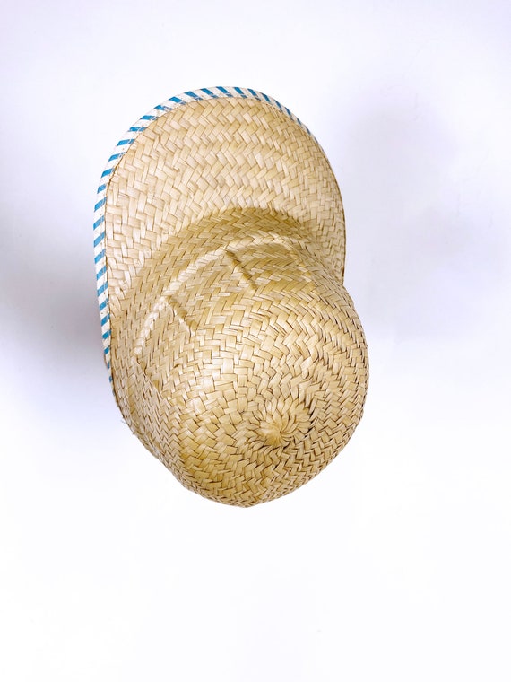 1950s to 60s Straw Cap with Striped Trim - image 6