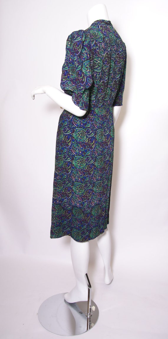 1940s Silk Paisley Dress - image 4