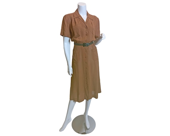 1940s L'Aiglon Cotton Voile Shirtwaist Dress