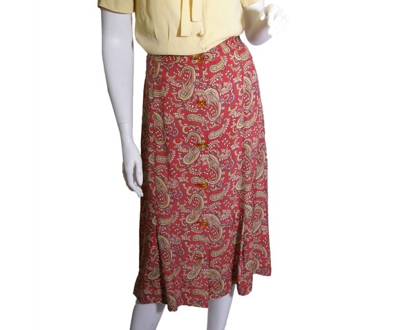 1940s Cold Rayon Paisley Skirt Skirt